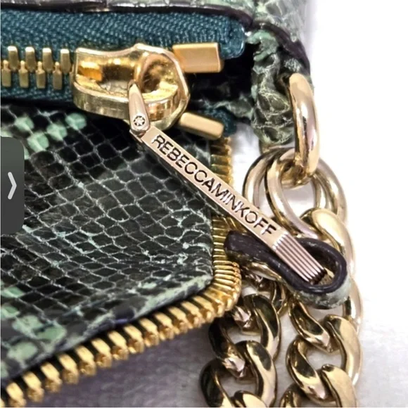 Rebecca Minkoff Collection Green Python Embossed Leather Cali Shoulder Bag - Picture 12 of 16